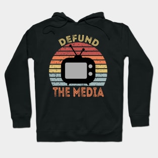 Defund The Media Retro Vintage Hoodie